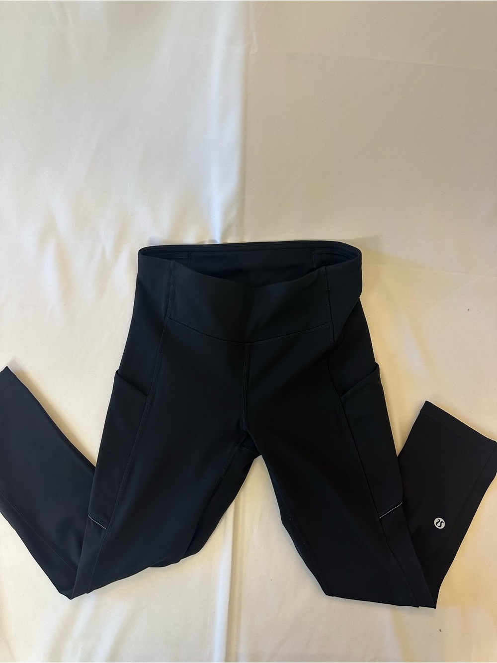 Lululemon Leggings Womens 4 Speed Up Crop Running Black Side Pockets Reflective